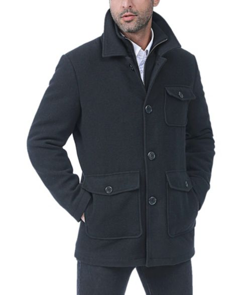 Мужское пальто BGSD Men Calvin Wool Blend Car Coat with Removable Bib - Tall, цвет: Чёрный