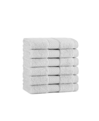 Aston & Arden Egyptian Cotton Luxury Washcloths (Pack of 6), 600GSM, Seven Color Options, Jacquard Dobby Border, 13x13