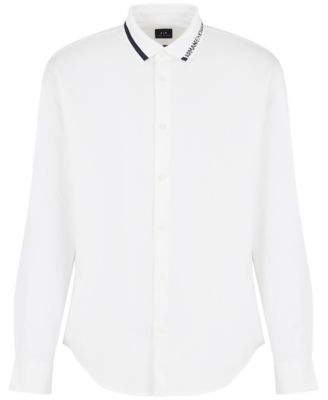 A|X Armani Exchange - Men's Jacquard Logo Collar Long Sleeve Button Front Shirt