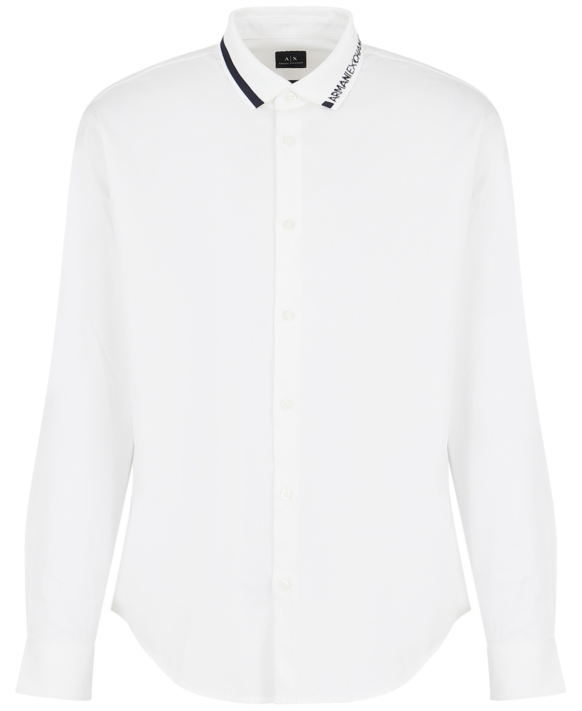 A|X Armani Exchange Men's Jacquard Logo Collar Long Sleeve Button Front Shirt