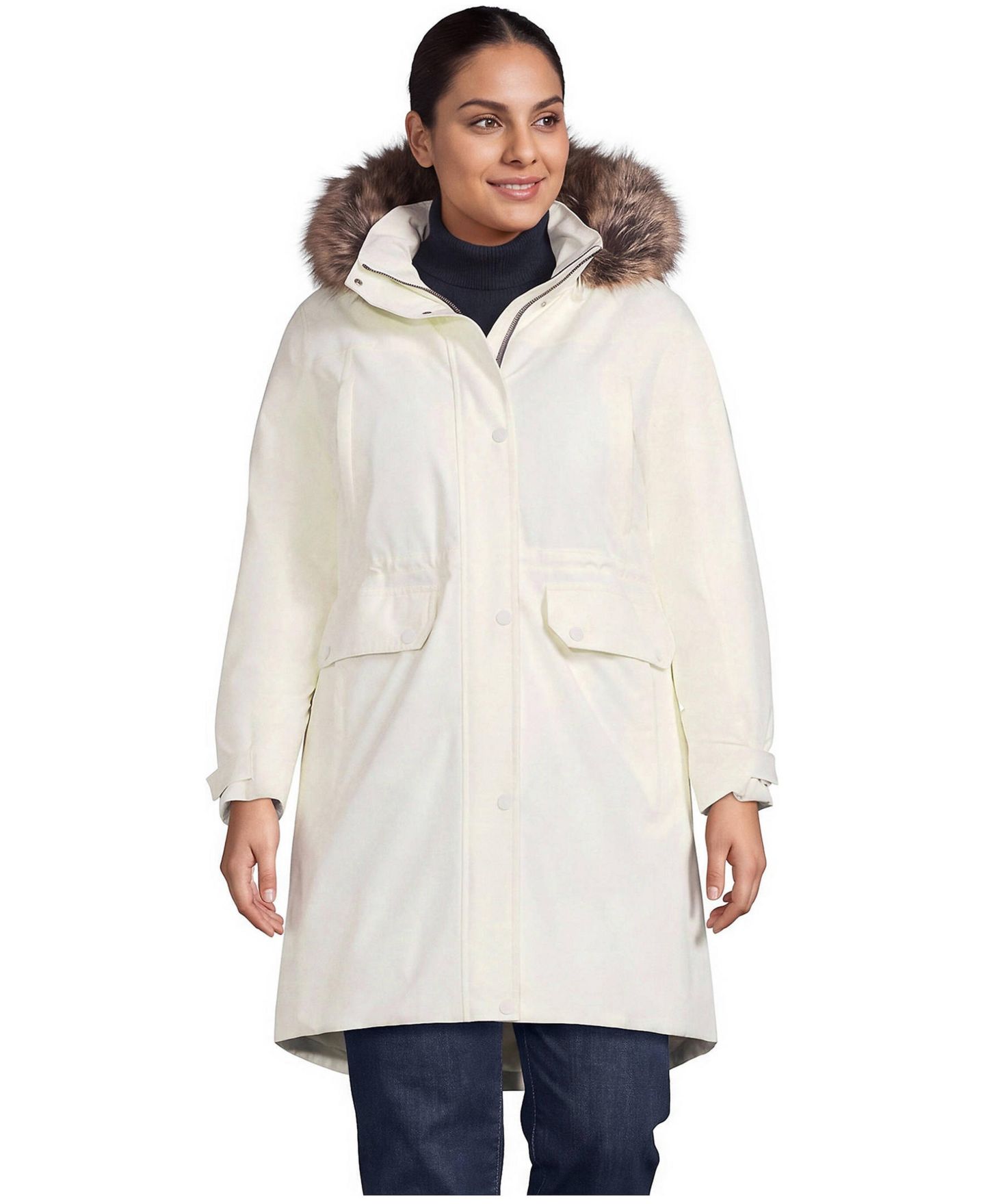 Женская куртка Lands' End Plus Size Expedition Down Waterproof Winter, цвет: Слоновая кость — фото 1