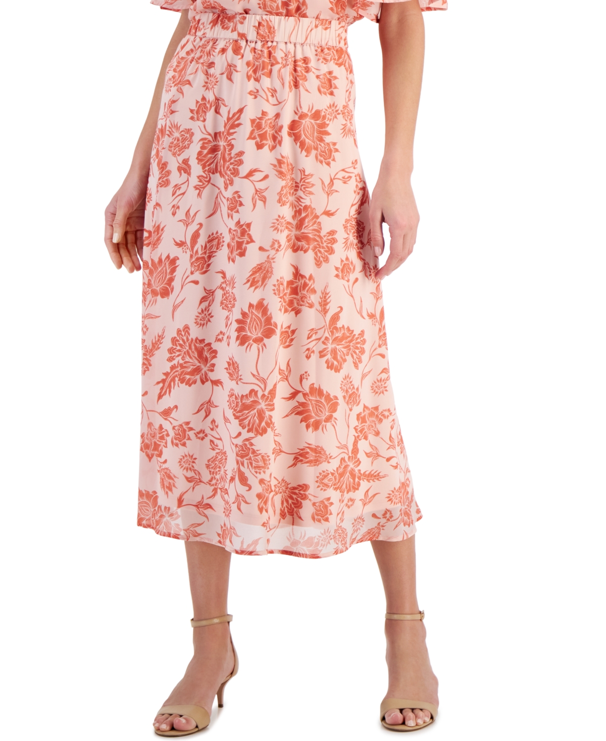 Women's Printed Pull-On Skirt, Created for Macy's - Rose Tint Combo