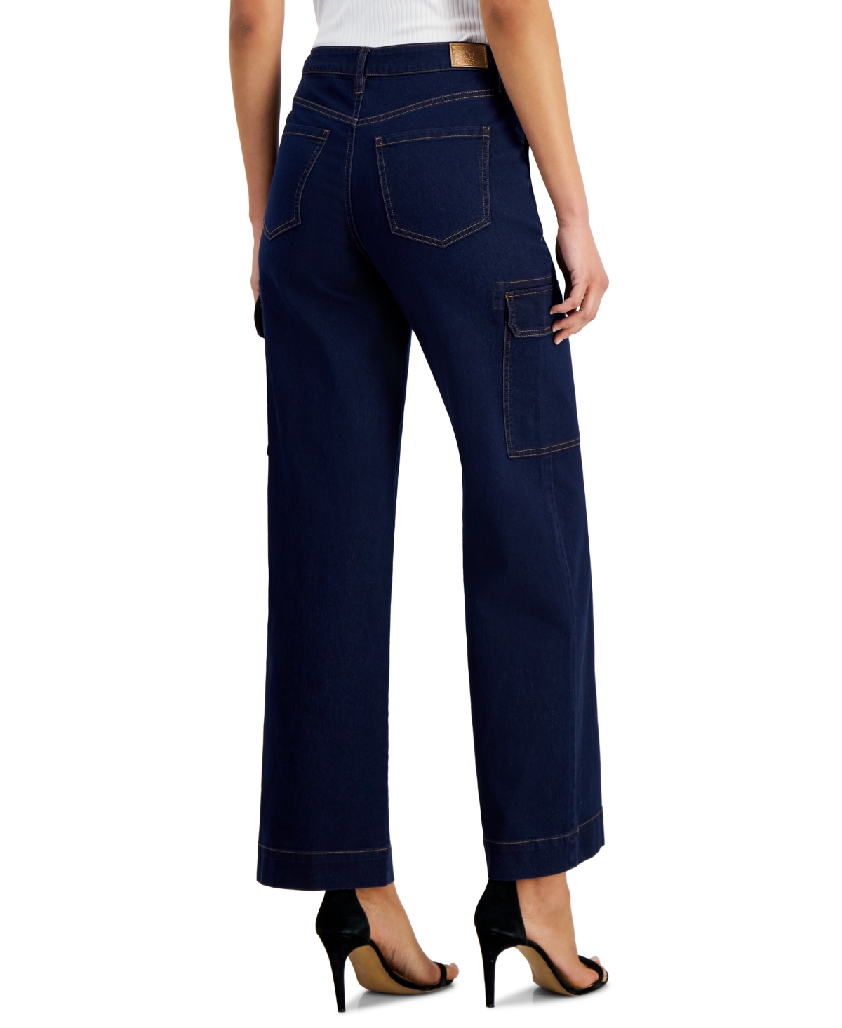 Shop Anne Klein Women's Cargo Trouser Jeans In Metropolitan Wash