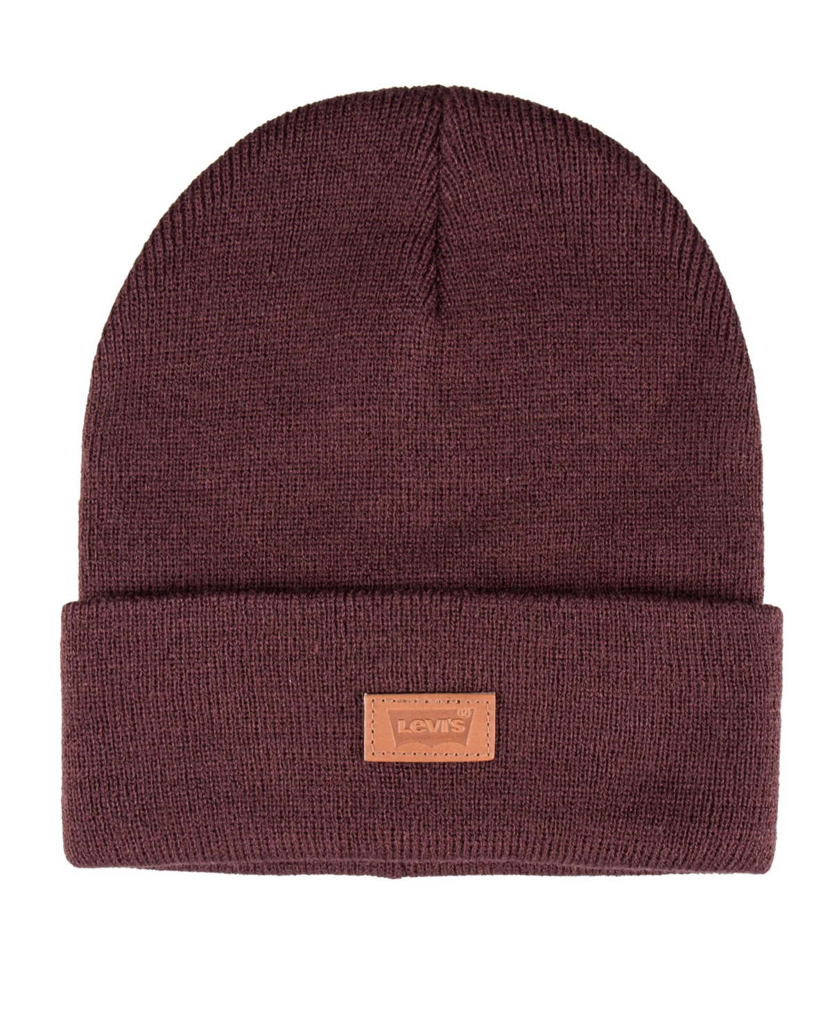 Levi's All Season Comfy Leather Logo Patch Hero Beanie In Wine