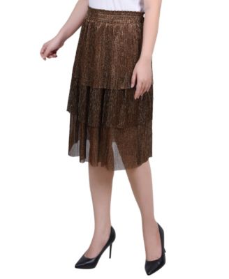 Petite Tiered Mesh Plisse Skirt