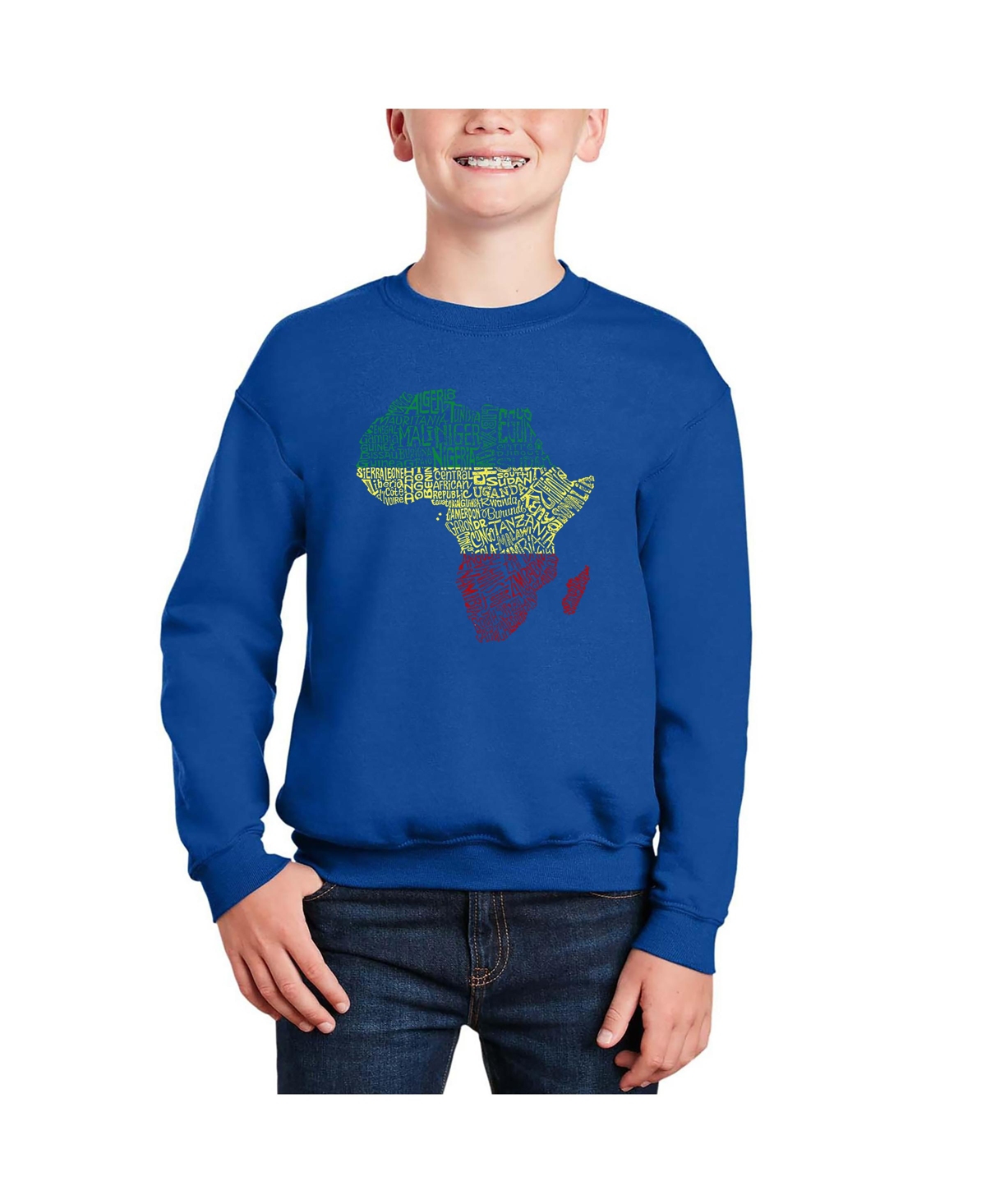 Countries In Africa - Big Boy's Word Art Crewneck Sweatshirt