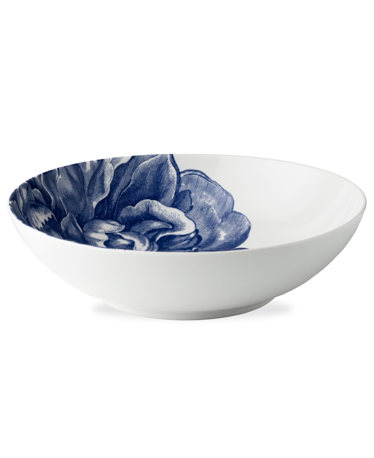 Shop Caskata Peony Wide Serving Bowl In Blue On White