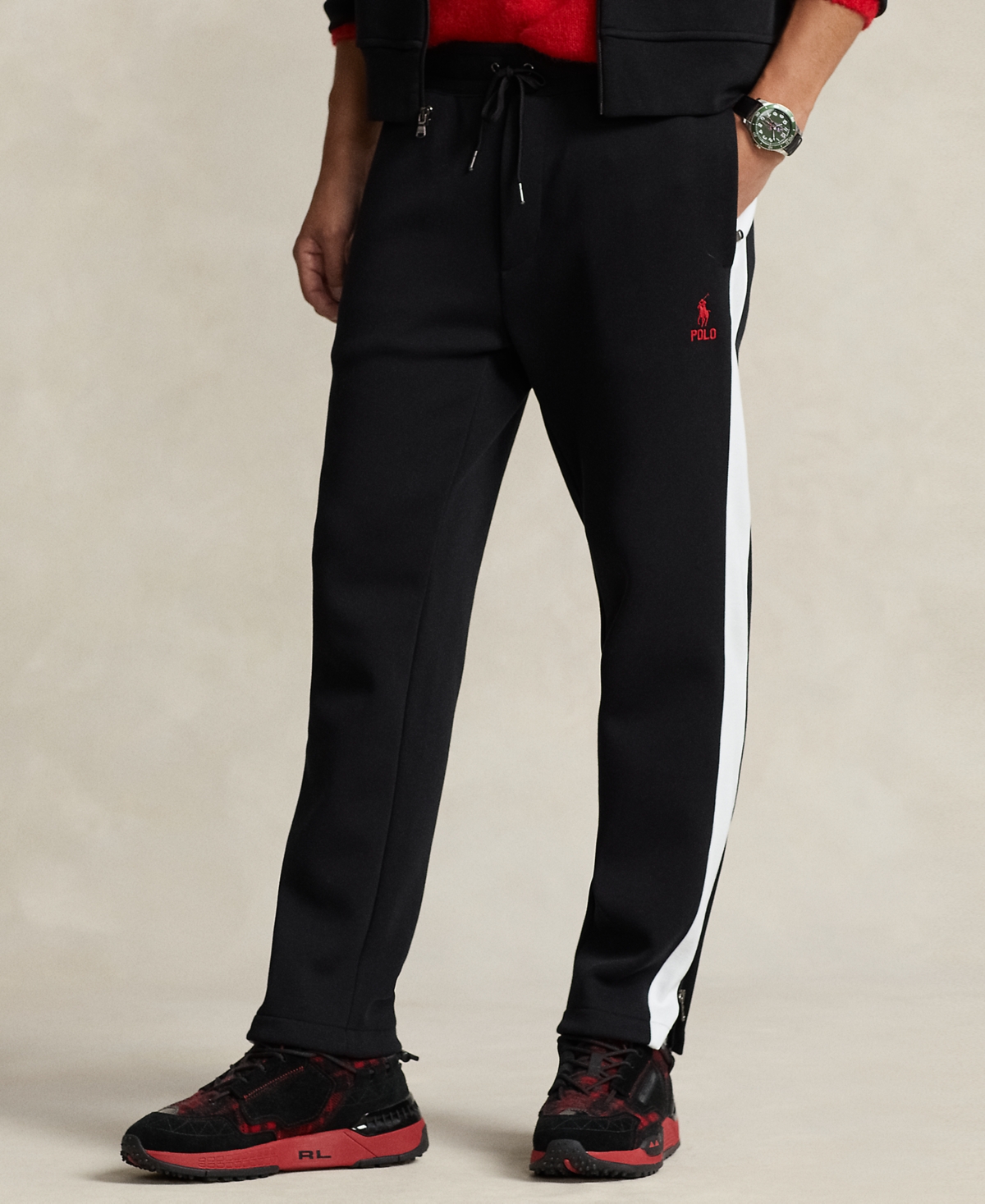 Shop Polo Ralph Lauren Men's Double-knit Mesh Track Pants In Polo Black Multi