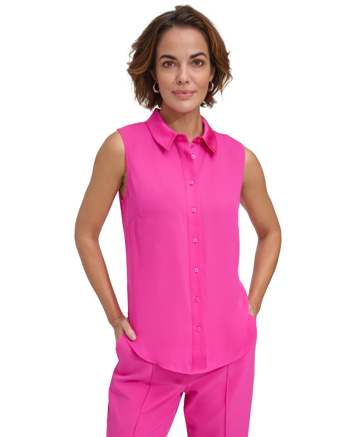 Dkny Women's Sleeveless Shirt In Radiant Pink