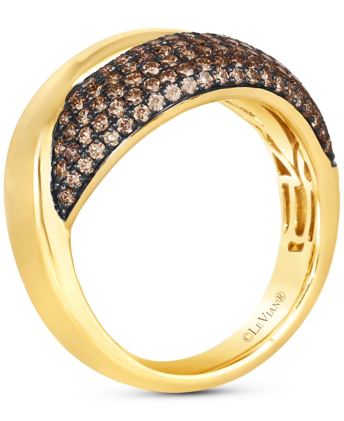 Le Vian Chocolatier Chocolate Diamond Crossover Statement Ring (3/4 ct. t.w.) in 14k Gold - 14K Honey Gold Ring