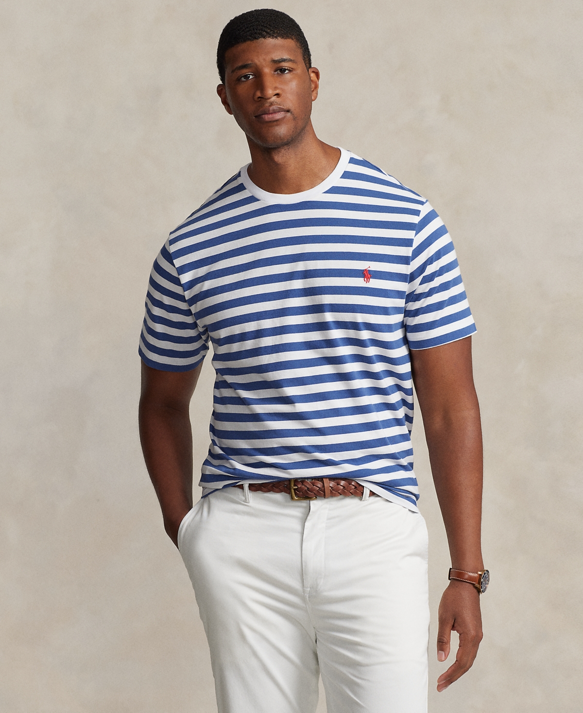 Polo Ralph Lauren Striped Jersey T-shirt In Old Royal/white