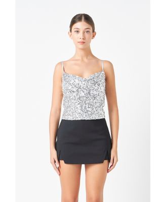 Women's Sequins Cowl Neck Top