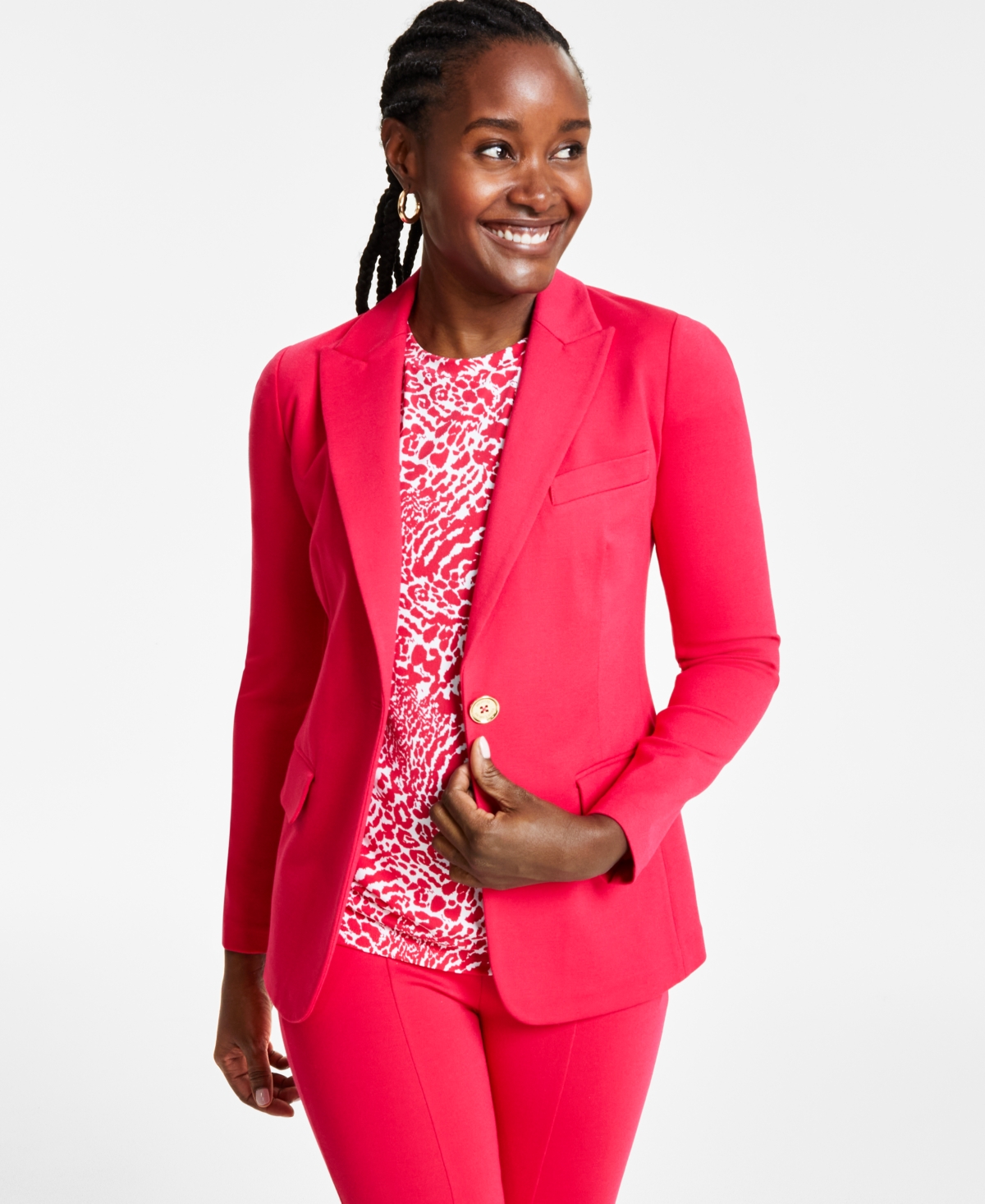 Michael Michael Kors Women's Knit One-Button Blazer - Deep Pink