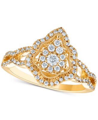Two Souls, One Love® - Diamond Openwork Halo Cluster Ring (1/2 ct. t.w.) in 14k Gold