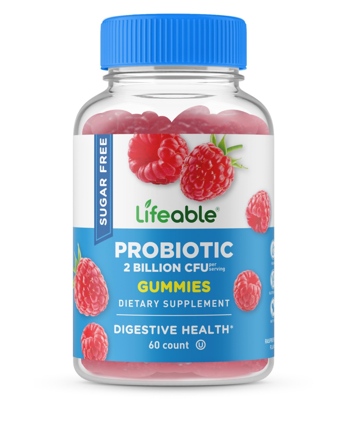 Sugar Free Probiotics Gummies - Healthy Digestive,Immune Functions - Great Tasting Natural Flavor, Dietary Supplement Vitamins - 60 Gummies -
