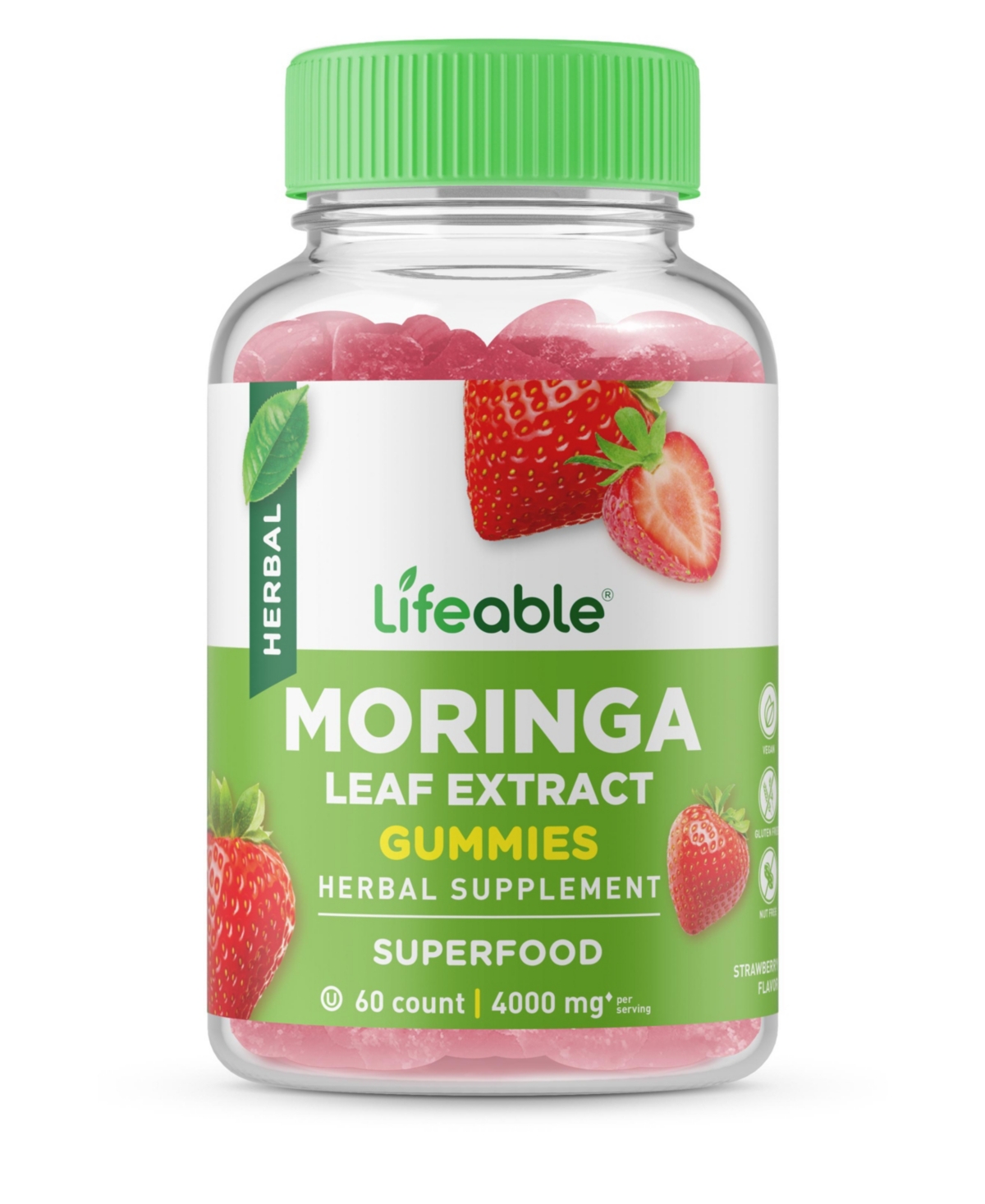 Moringa Leaf Extract 4,000 mg Gummies - Superfood Immunity Boost - Great Tasting Natural Flavor, Herbal Supplement Vitamins - 60 Gummies - Op