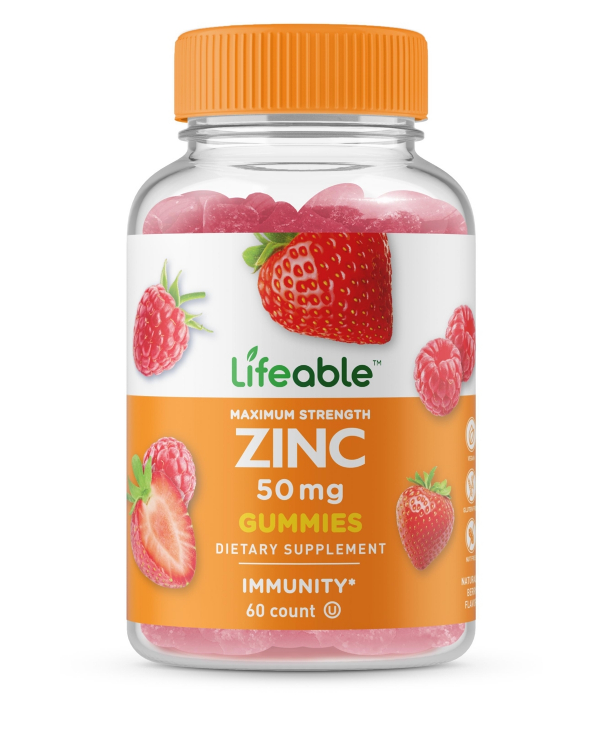 Zinc 50 mg Gummies - Healthy Skin And Immunity - Great Tasting Natural Flavor, Dietary Supplement Vitamins - 60 Gummies - Open Miscellaneous