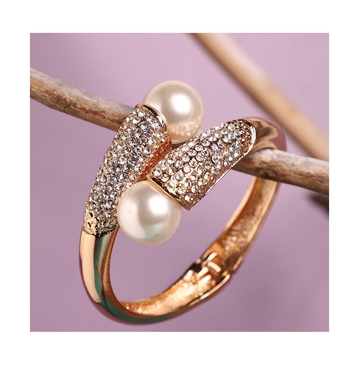 Sohi Women's Gold Overlay Embellished Bracelet