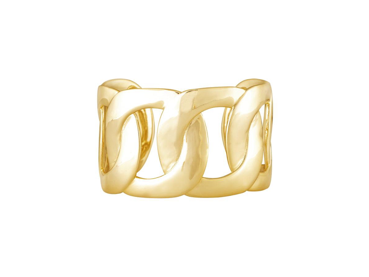 Curb Link Open Bangle Bracelet - Gold