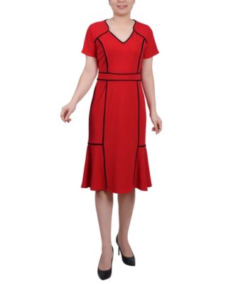 Women's Short Sleeve Piped Detail Dress