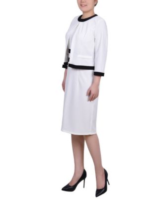 Women's Elbow Sleeve Colorblocked Dress, 2 Piece Set