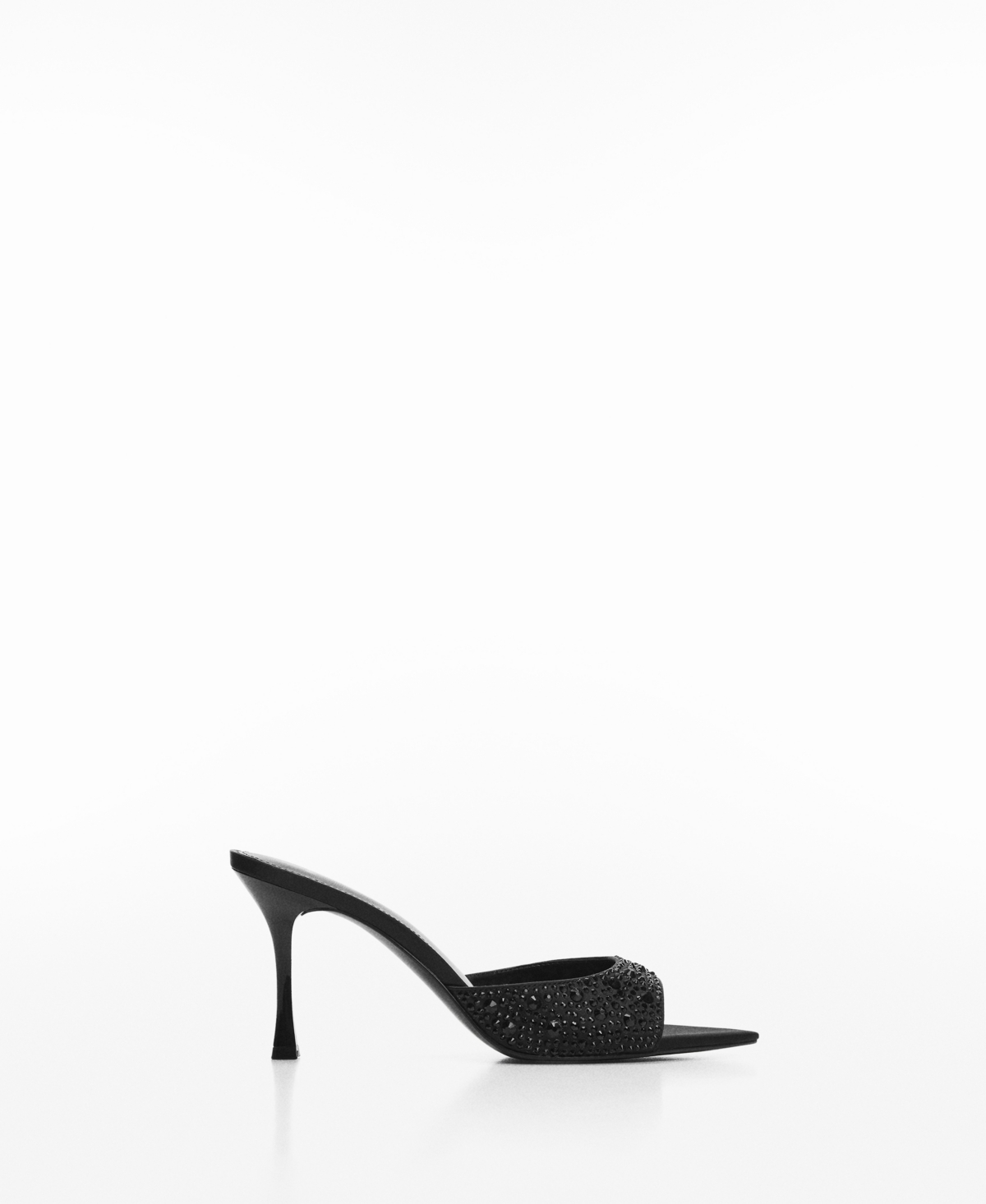 Shop Mango Women's Rhinestone Detail Heeled Sandals In Black
