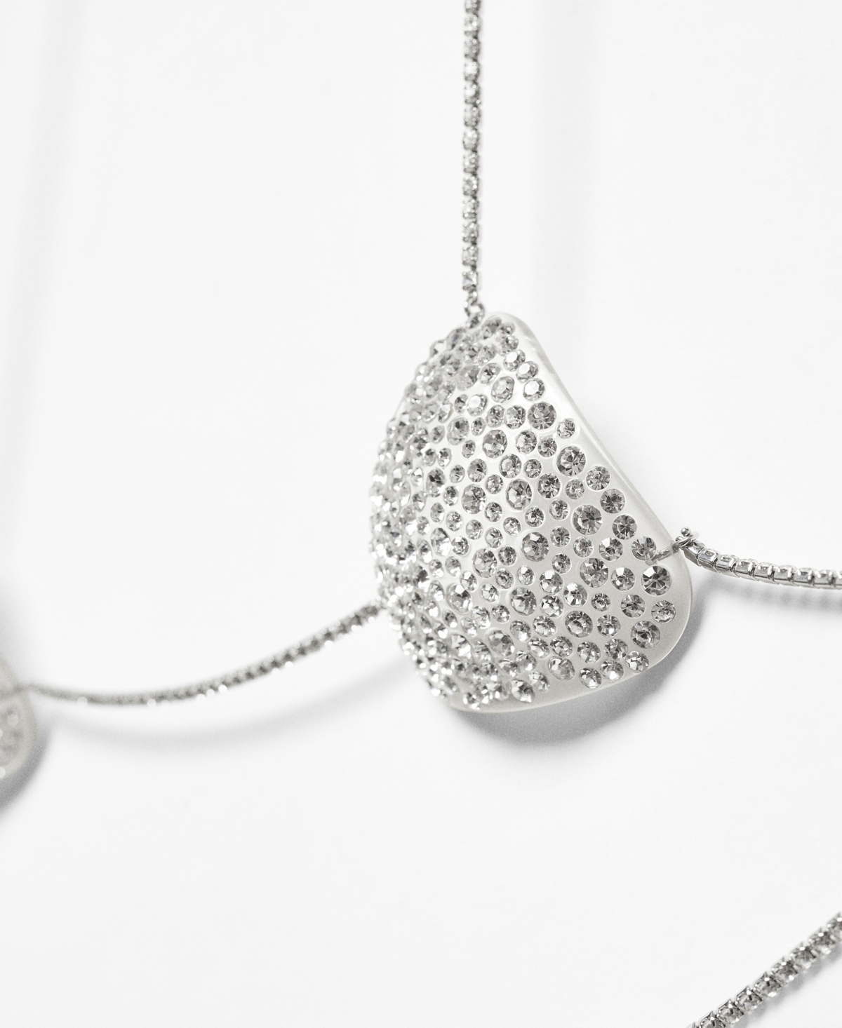 Shop Mango Women's Rhinestone Crystal Body Necklace In Silver