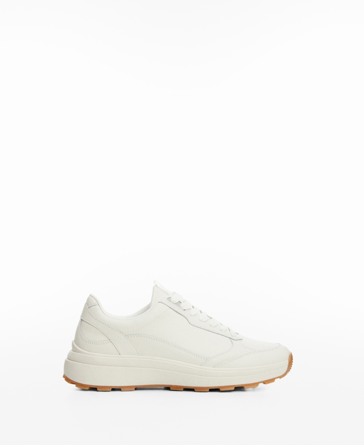 Shop Mango Women's Lace-up Leather Sneakers In White