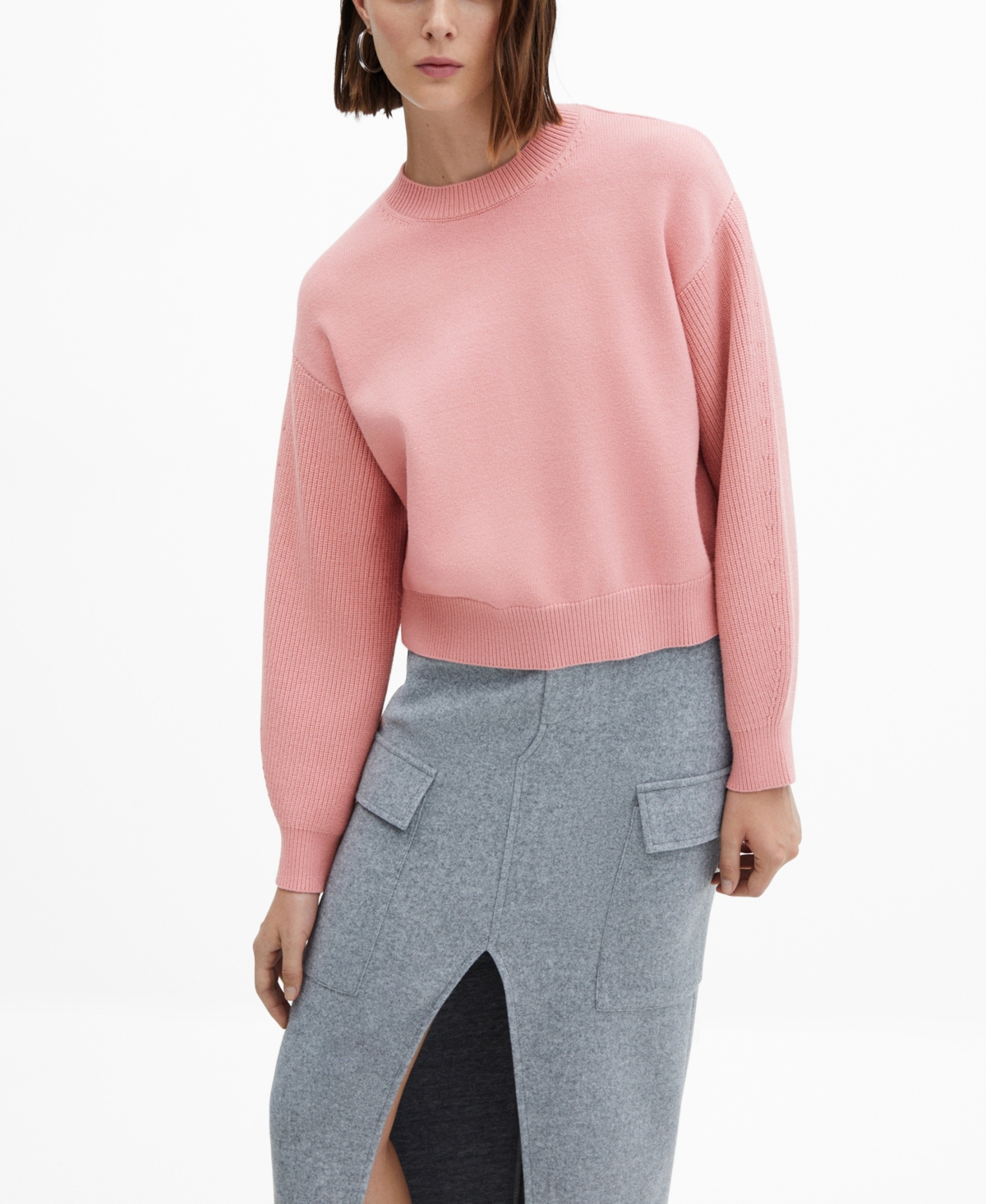 Mango Women's Round-neck Knitted Sweater In Pink