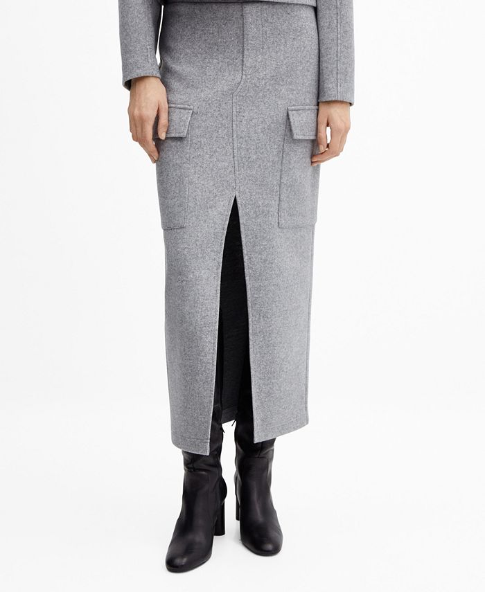 MANGO Women's Slit Detail Cargo Skirt Macy's