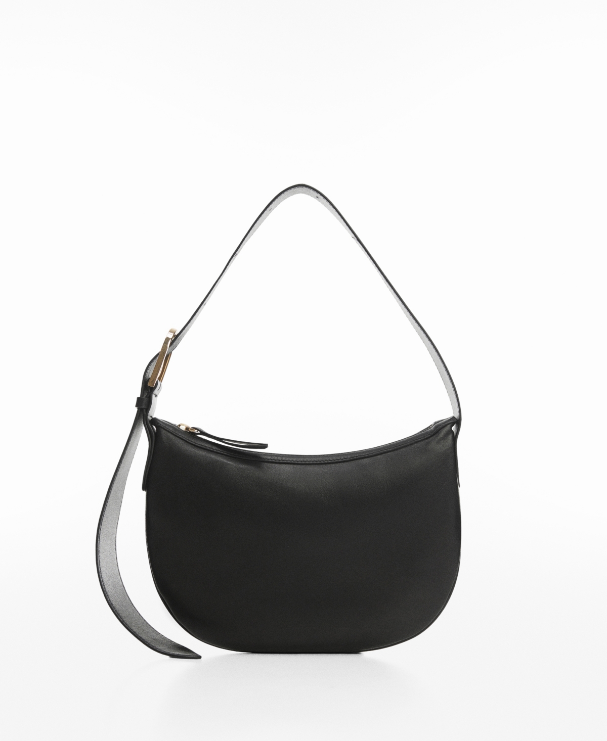 Shop Mango Women's Leather Shoulder Bag In Black