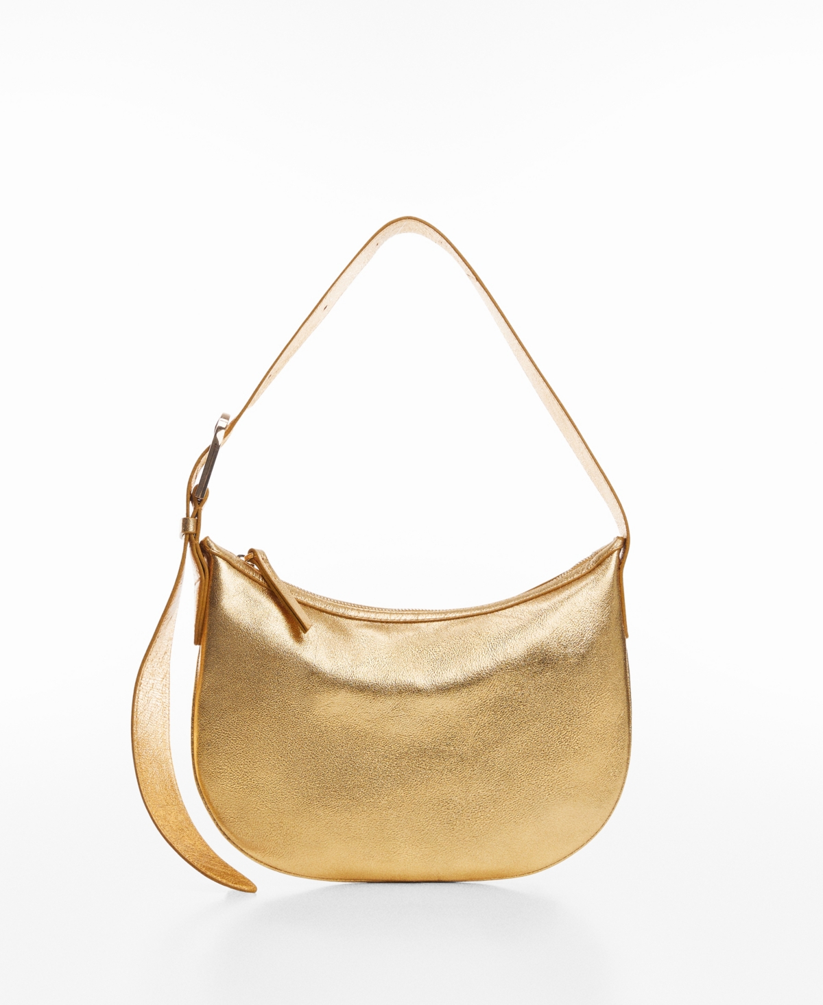 Shop Mango Women's Leather Shoulder Bag In Gold