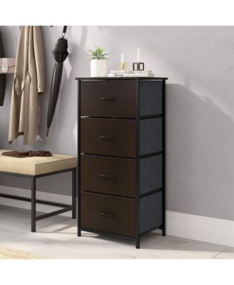 Marley 4 Drawer Storage Dresser With Cast Iron Frame, Wood Top And Easy Pull Engineered Wood Drawers With Wooden Handles