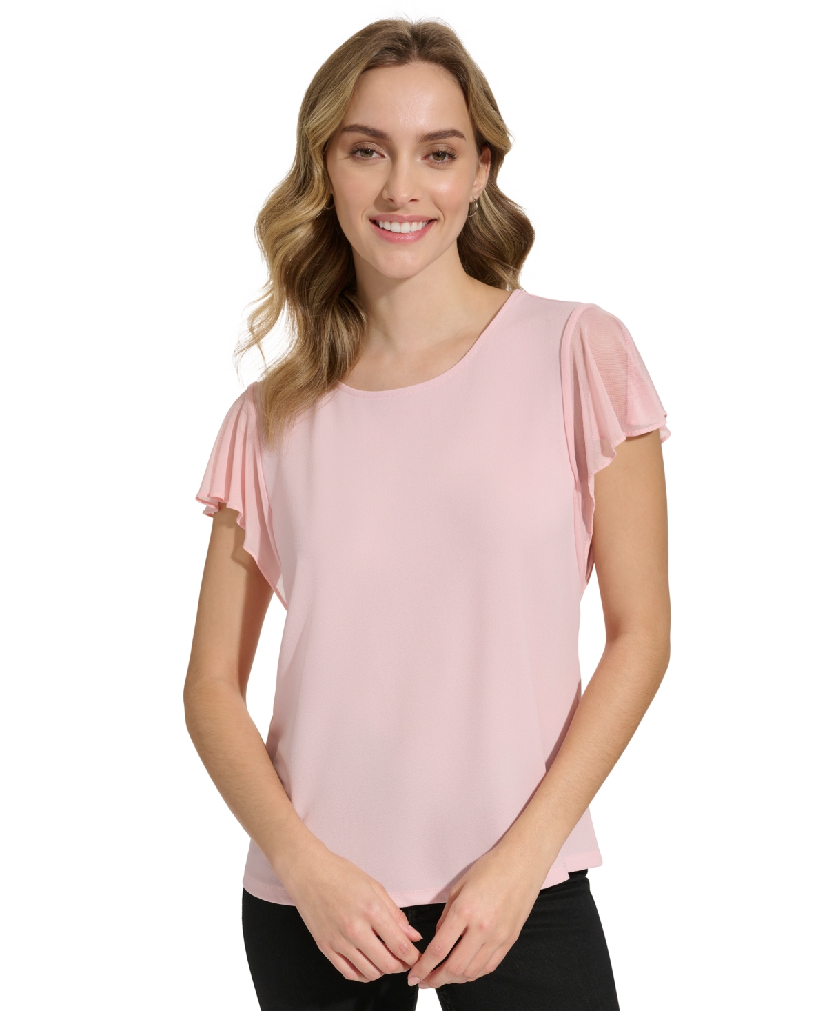 Calvin Klein Women's Mesh Sleeve Top