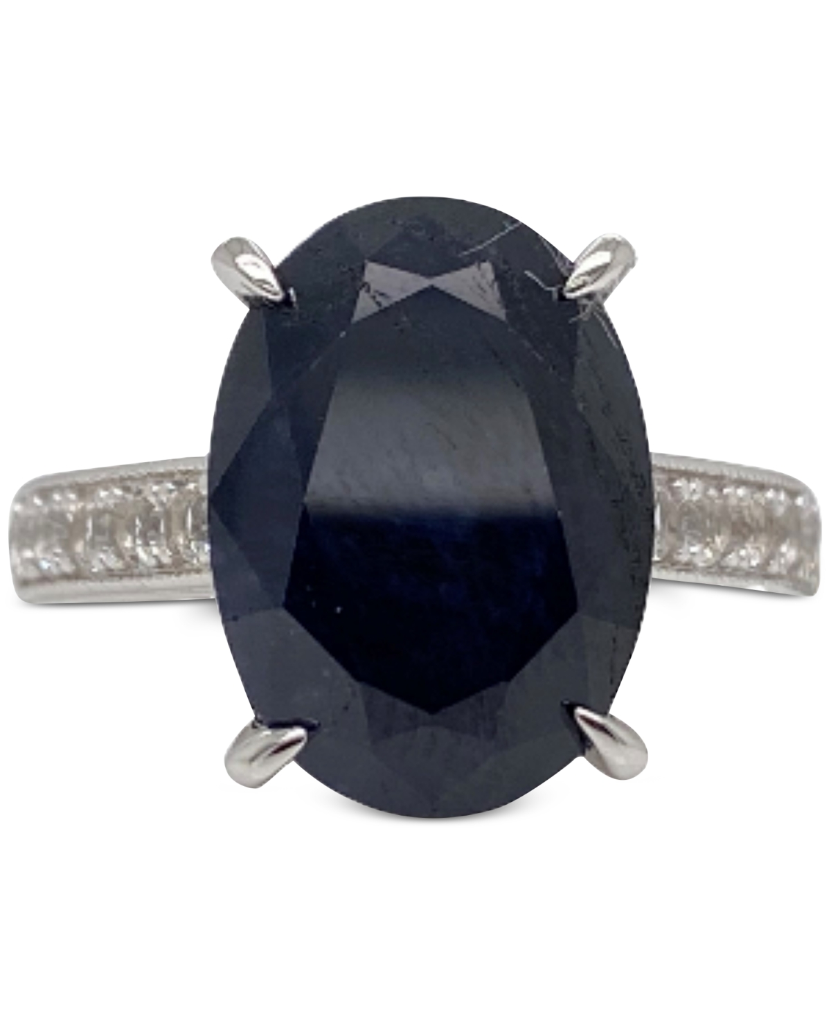 Macy's Gemstone & White Topaz (1 Ct. T.w. ) Oval Ring In Sterling Silver (also In Gold-plated Sterling Silv In Truffle Sapphire