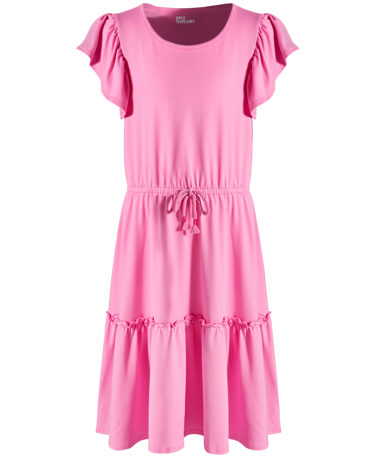 Shop Epic Threads Big Girls Solid Tiered Dress, Created For Macy's In Juicy Pink