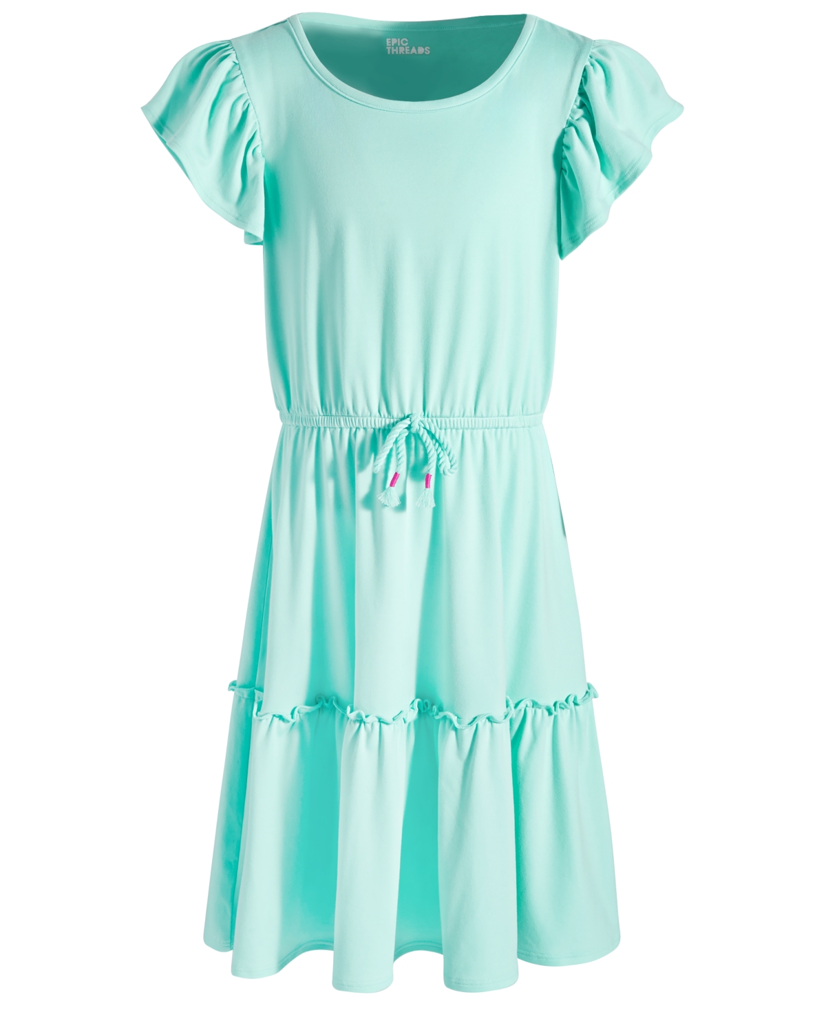 Shop Epic Threads Big Girls Solid Tiered Dress, Created For Macy's In Refreshing Teal