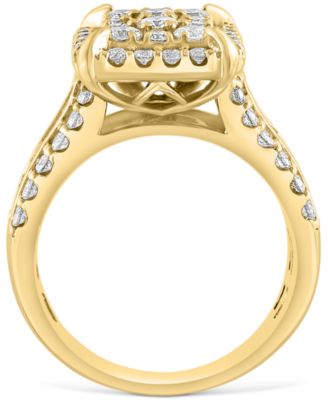EFFY&reg; Certified Diamond Emerald Shaped Halo Cluster Ring (1-5/8 ct. t.w.) in 14k Gold