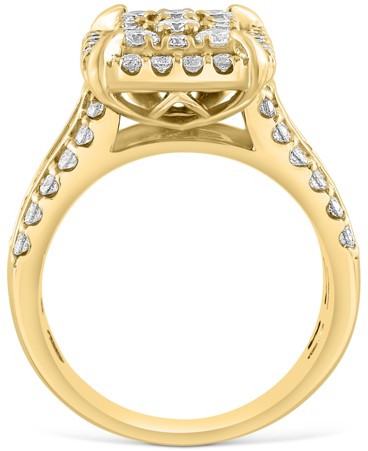 Shop Effy Collection Effy Certified Diamond Emerald Shaped Halo Cluster Ring (1-5/8 Ct. T.w.) In 14k Gold In Yellow Gold