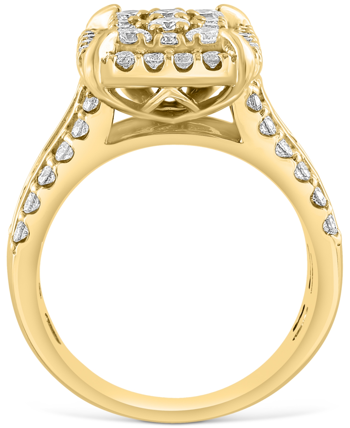 Effy Collection Effy Certified Diamond Emerald Shaped Halo Cluster Ring (1-5/8 Ct. T.w.) In 14k Gold In Yellow Gold