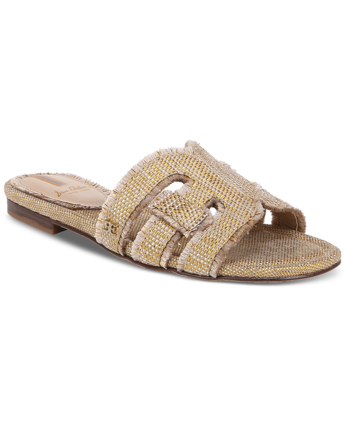 Shop Sam Edelman Women's Bay Fray Emblem Slide Sandals In Gold Quartz