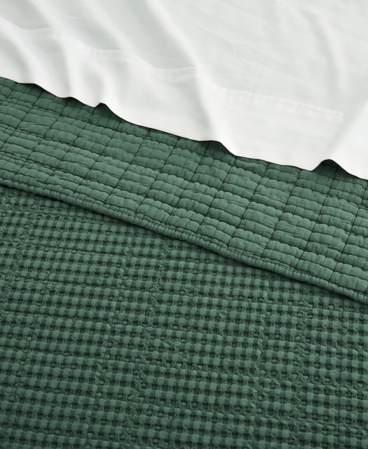 Levtex Mills Waffle Textured 3-pc. Duvet Cover Set, Full/queen In Forest Green