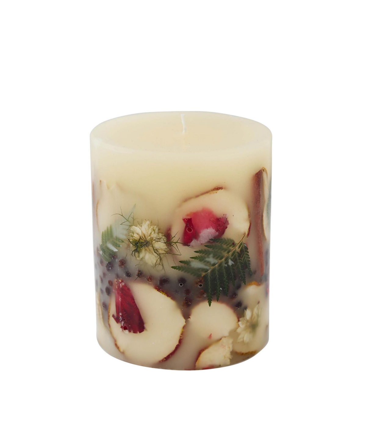 Spicy Apple Small Round Botanical Candle - White