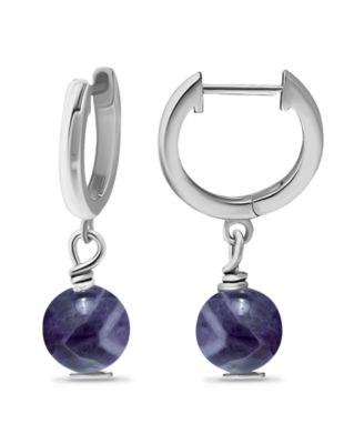 Silver Plated Multi Genuine Stone Huggie Hoop Earrings