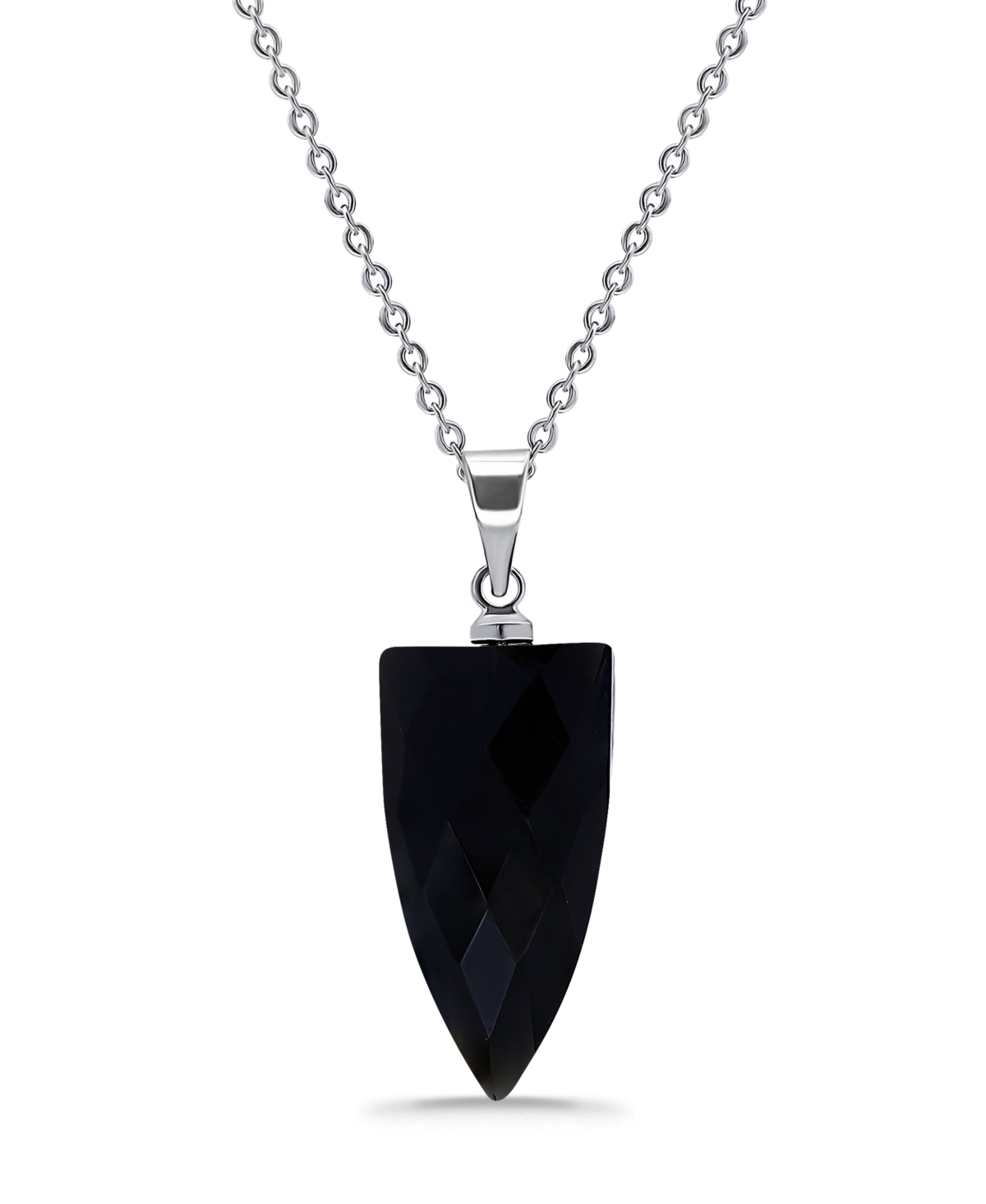 Macy's Silver Plated Multi Genuine Stone Pendant Necklace In Onyx