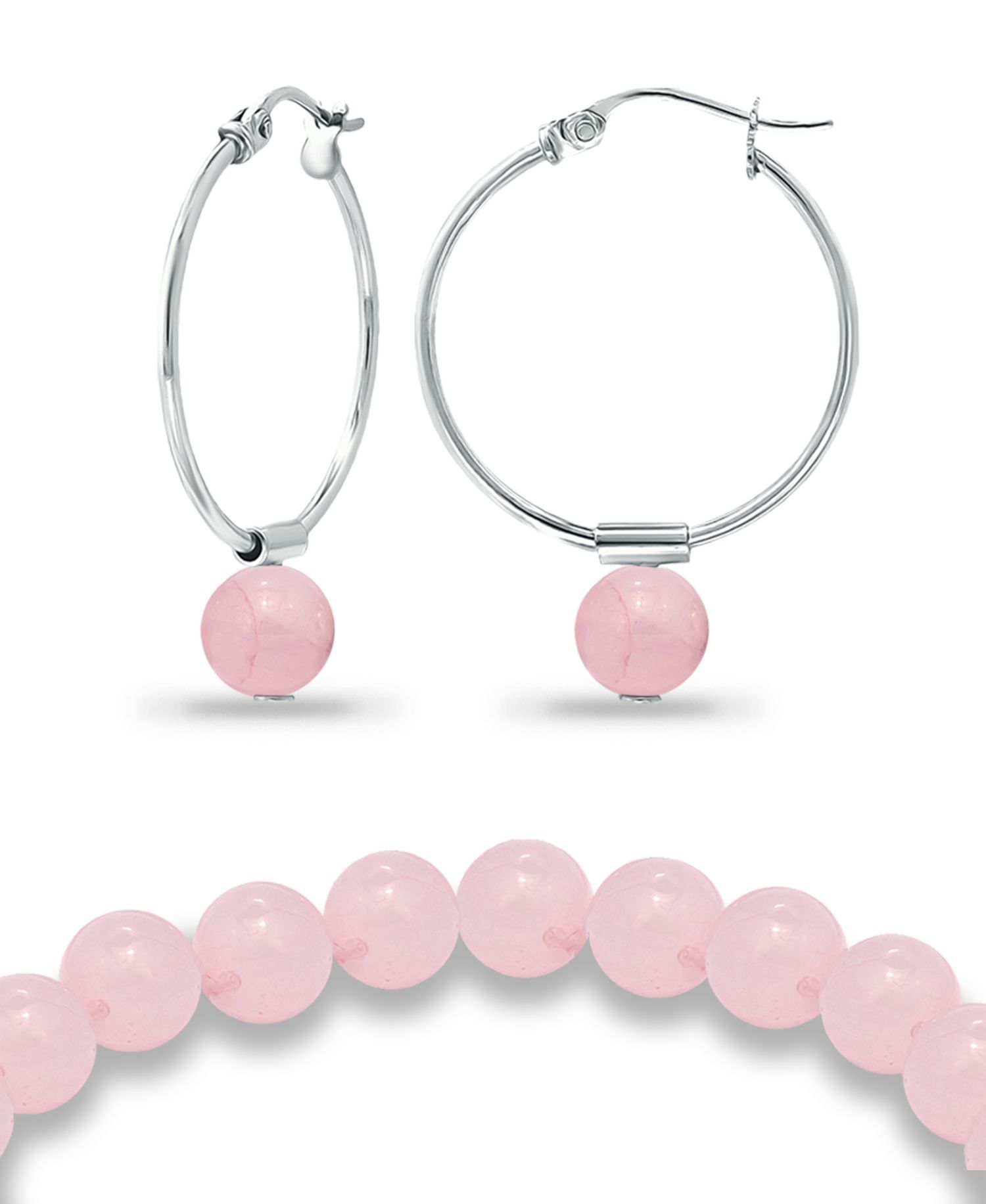 Silver Plated Multi Genuine Stone Bracelet and Earring, 2 Piece Set