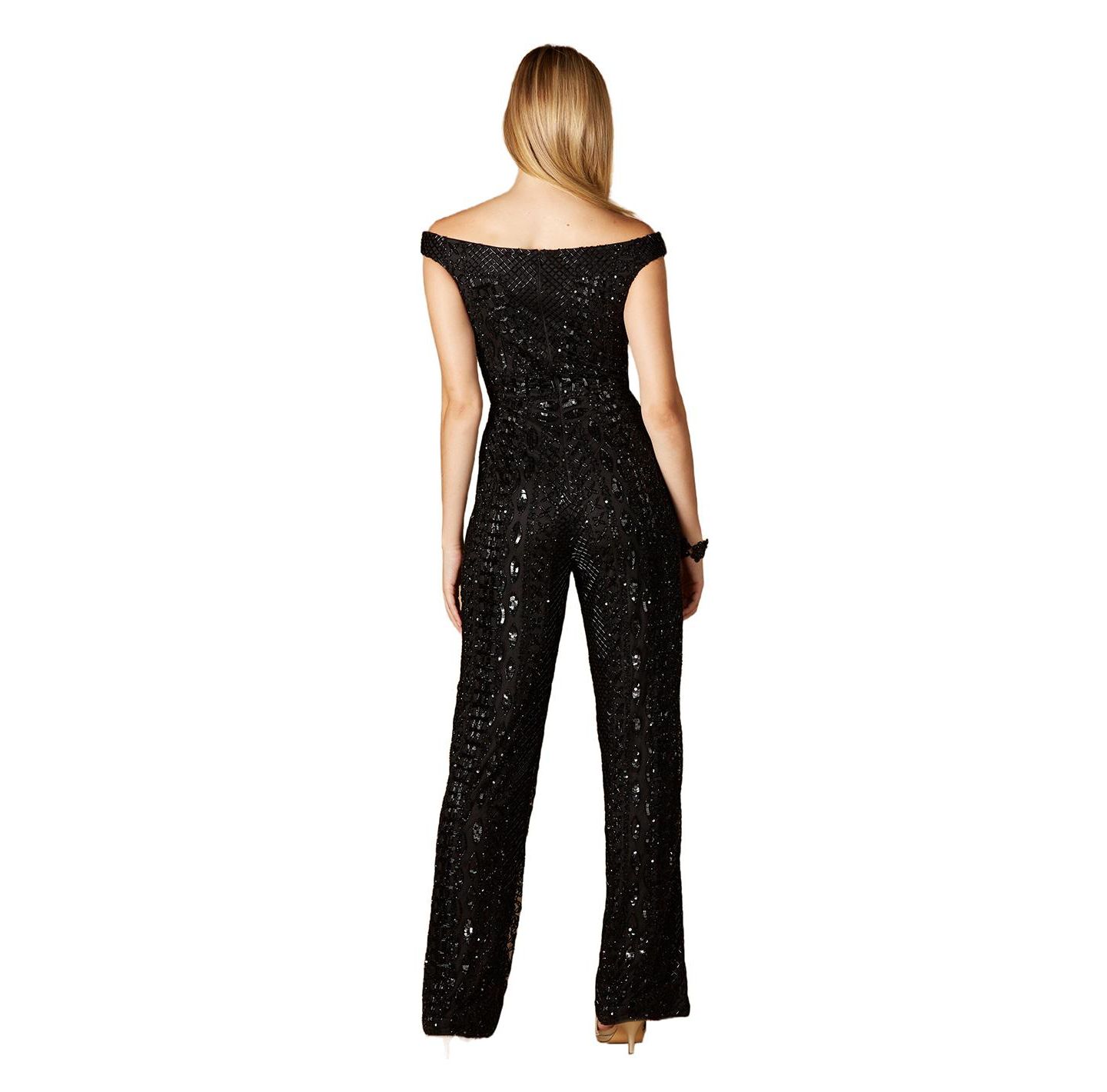 Женский комбинезон Lara Beaded Off Shoulder Jumpsuit, цвет: Чёрный — фото 2