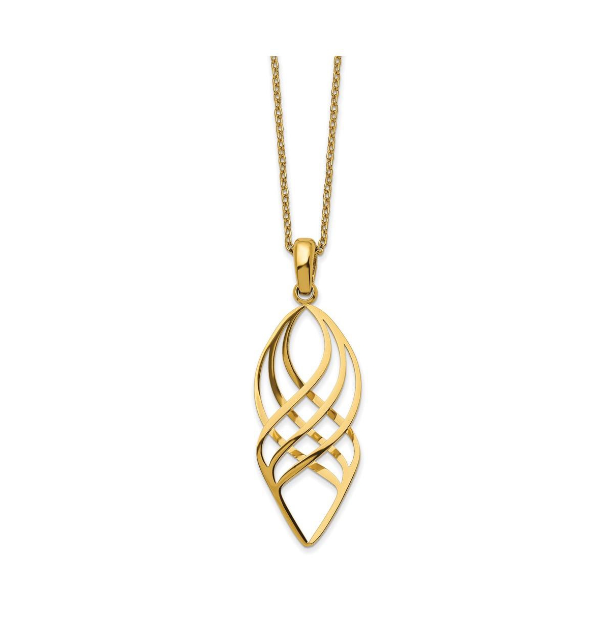 Yellow Ip-plated Twisted Pendant Cable Chain Necklace - Yellow