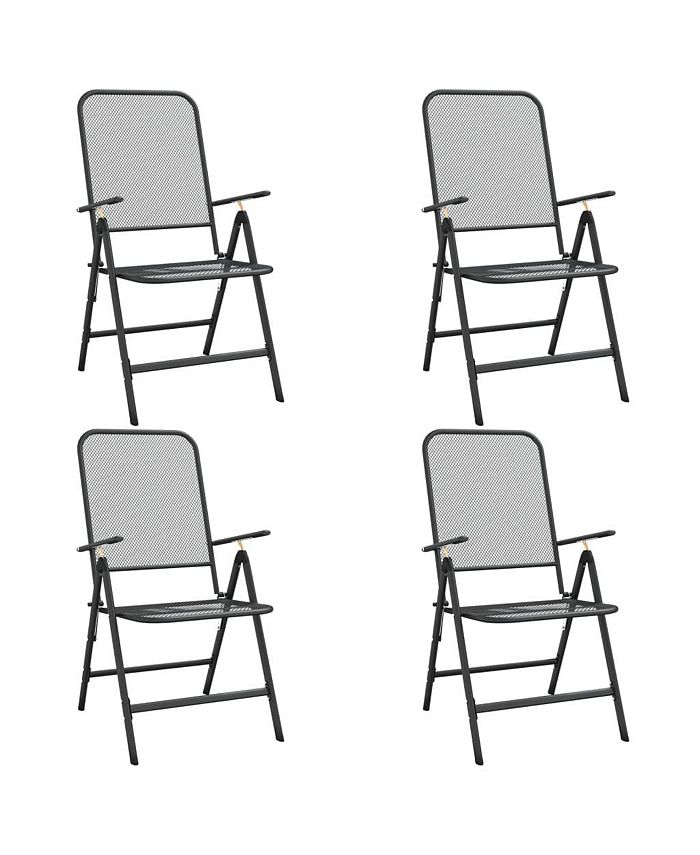 vidaXL Folding Patio Chairs 4 pcs Expanded Metal Mesh Anthracite Macy's