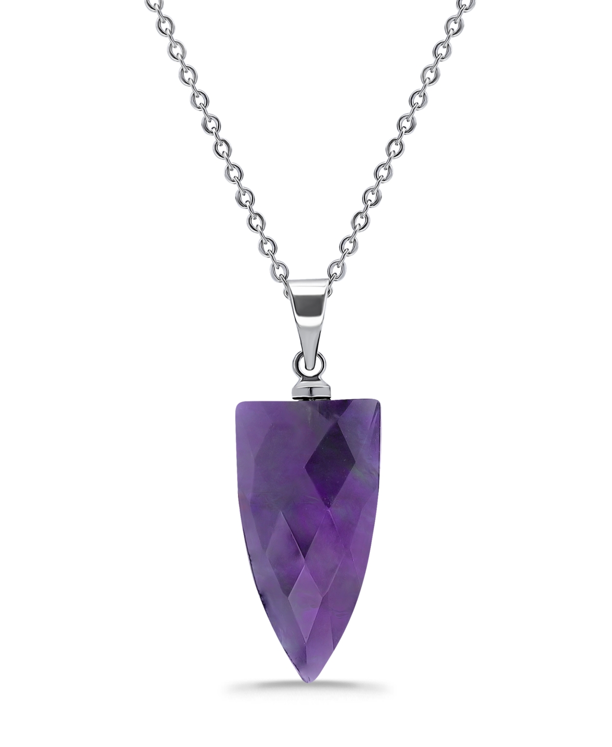 Macy's Silver Plated Multi Genuine Stone Pendant Necklace In Amethyst